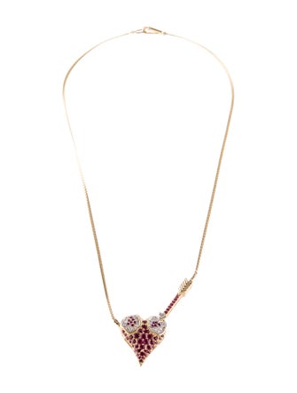 Erté 14K Ruby & Diamond L'Amour Heart Pendant Necklace