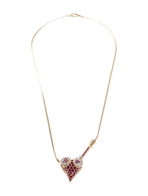 Erté 14K Ruby & Diamond L'Amour Heart Pendant Necklace