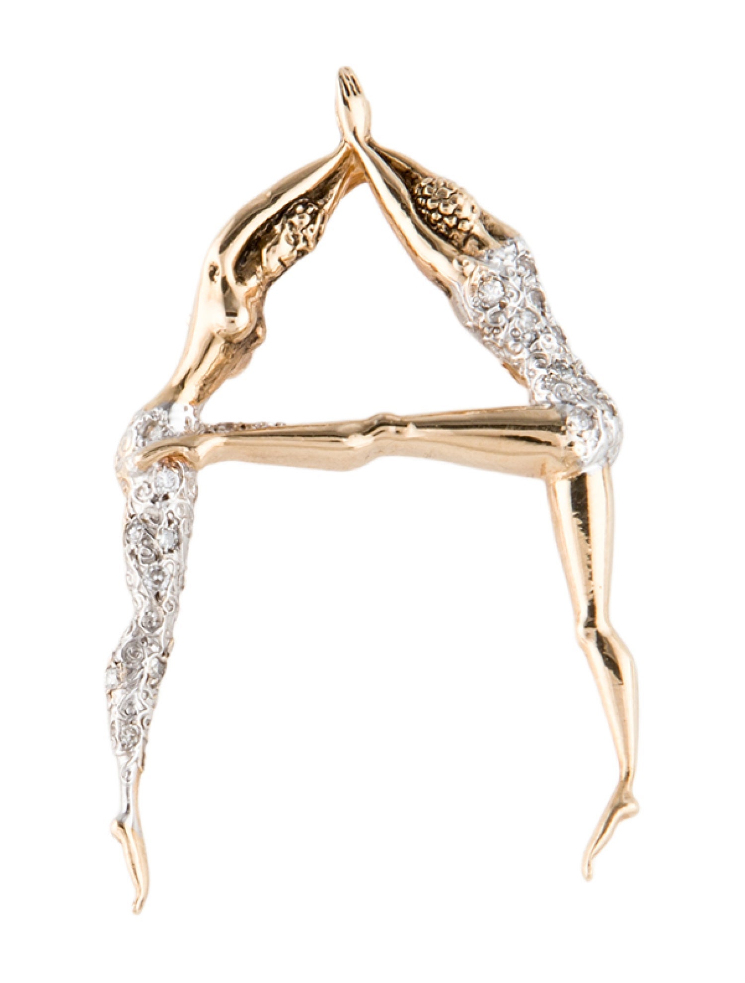 Erté 14K Diamond Letter A Dancer Brooch