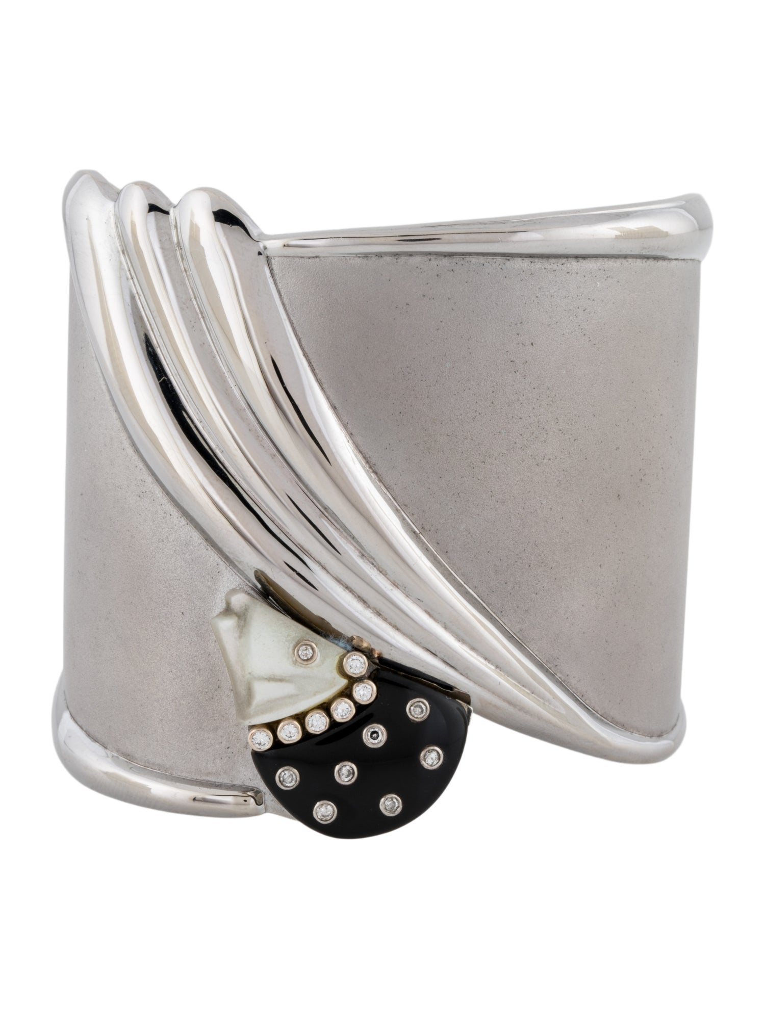 Erté Mother of Pearl, Onyx & Diamond Tempest Cuff