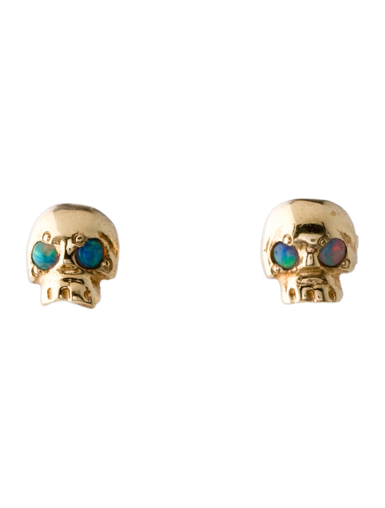 Talon 14K Opal Mini Skull Earrings