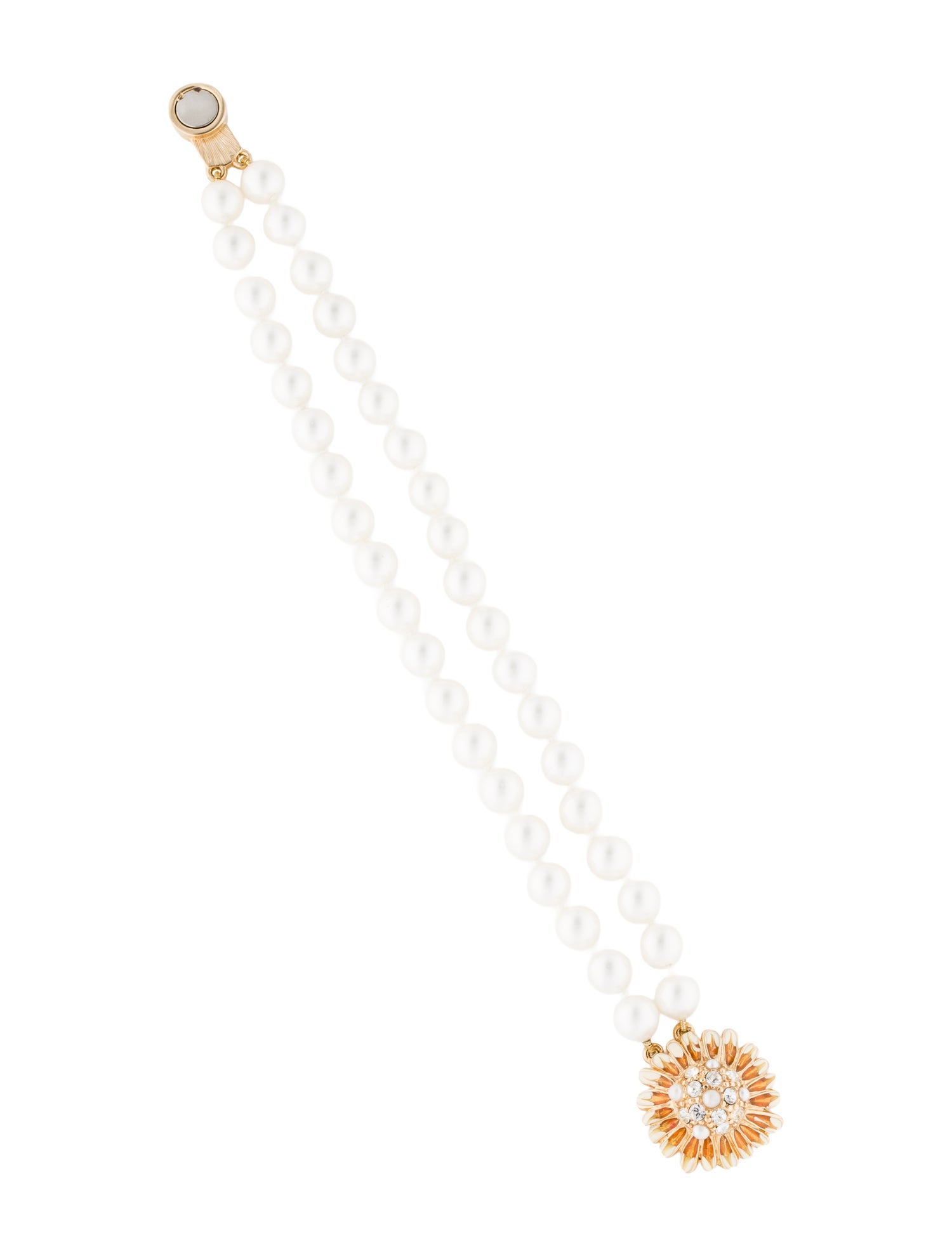 Erwin Pearl Faux Pearl, Enamel & Crystal Double Strand Bracelet