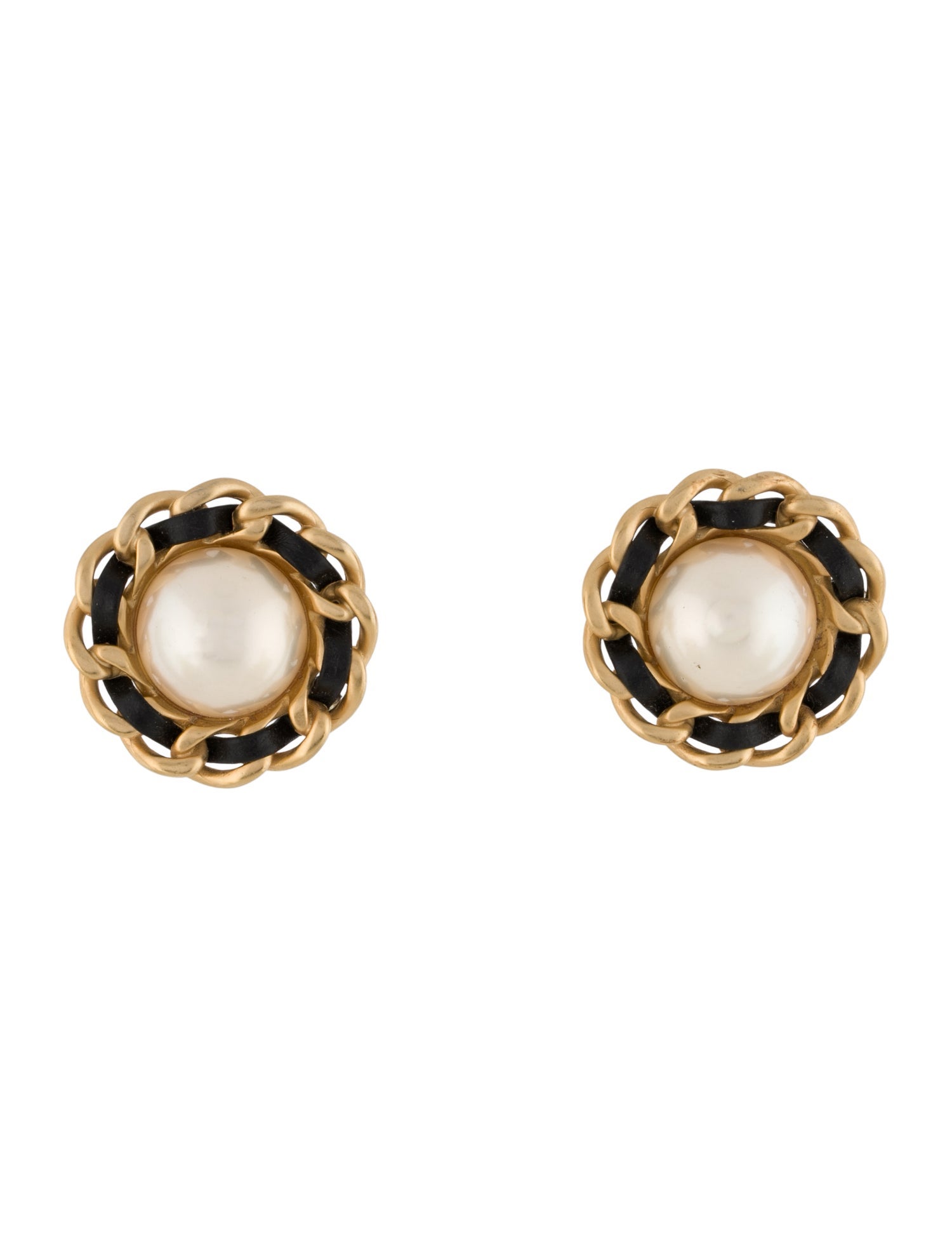 Erwin Pearl Vintage Leather Clip-On Earrings