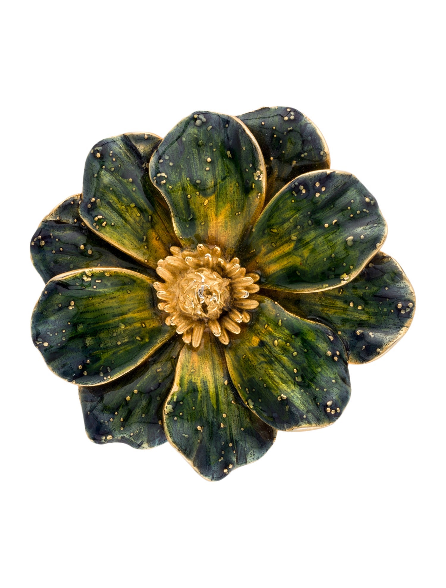 Erwin Pearl Enamel Flower Brooch