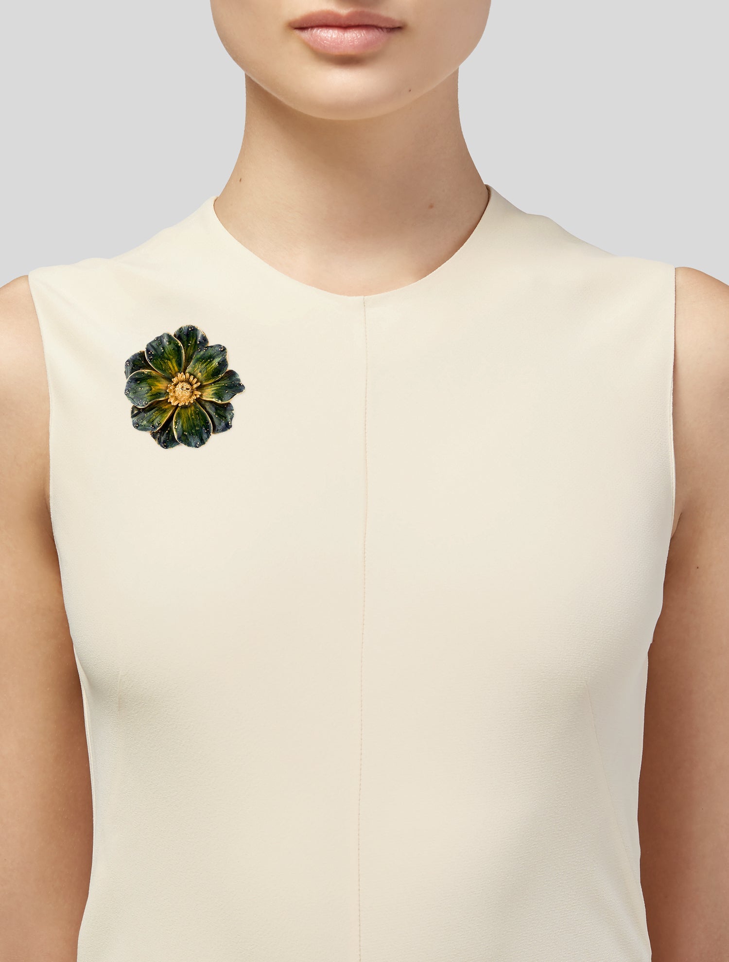 Erwin Pearl Enamel Flower Brooch
