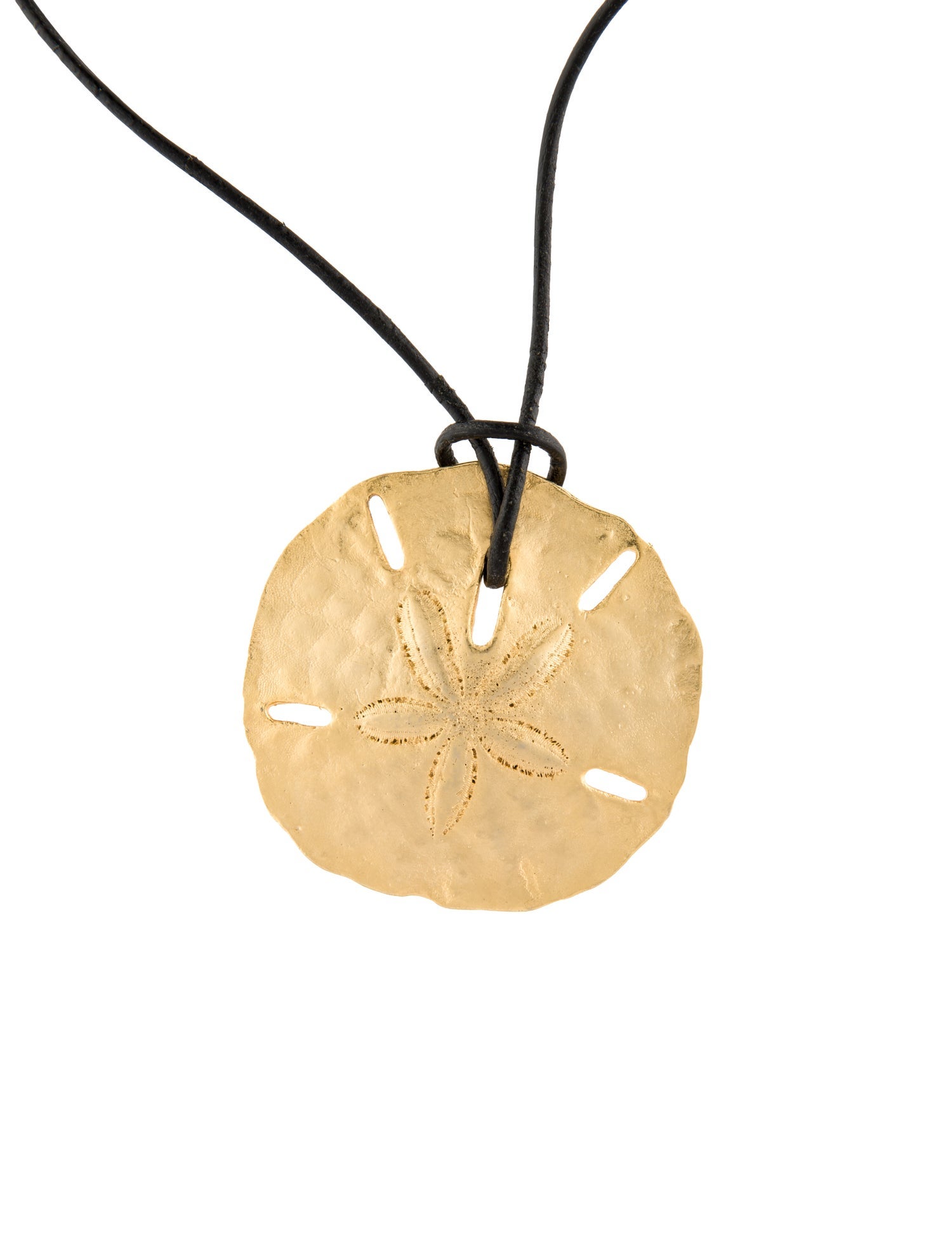 Erwin Pearl Leather Sand Dollar Disc Pendant Necklace