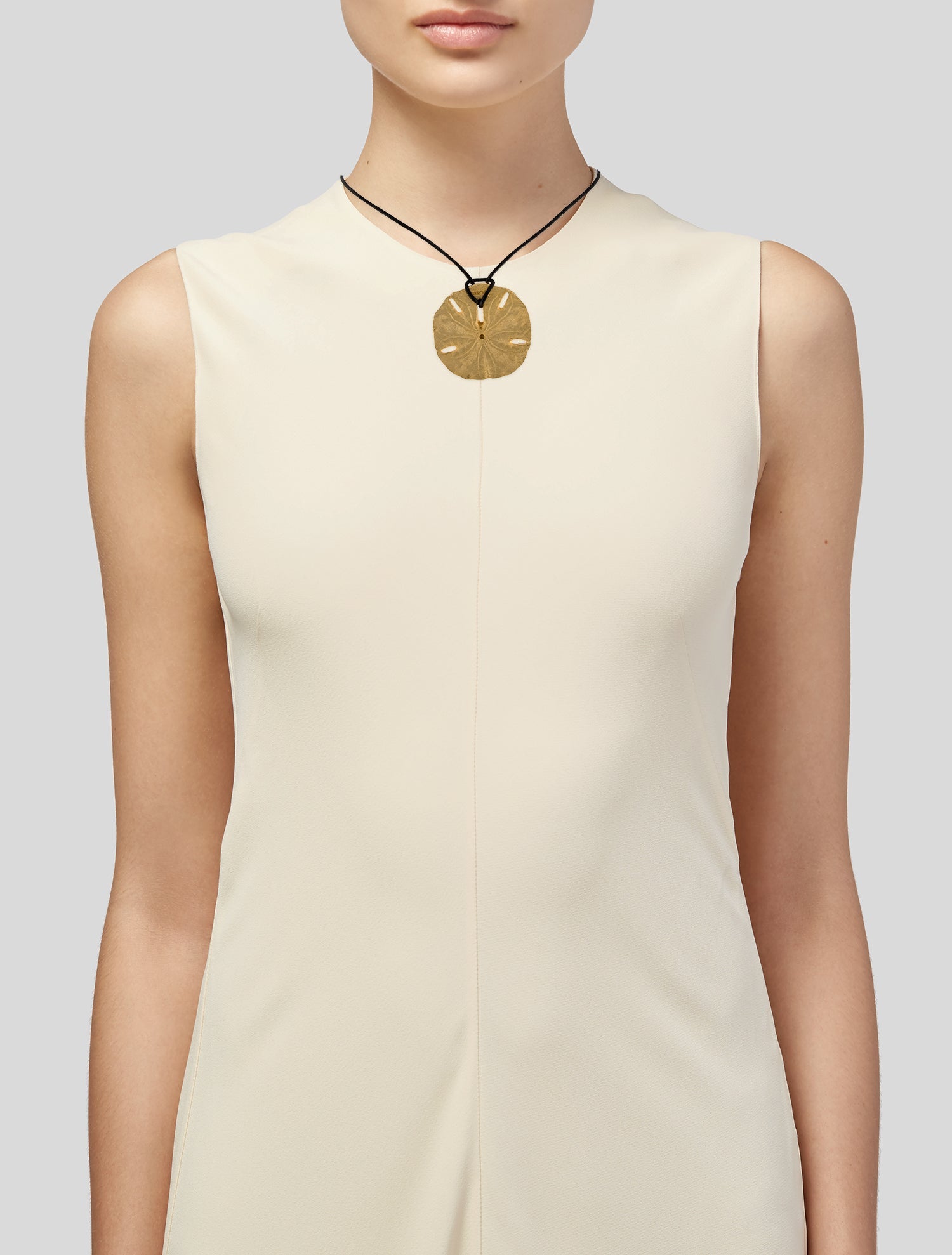 Erwin Pearl Leather Sand Dollar Disc Pendant Necklace