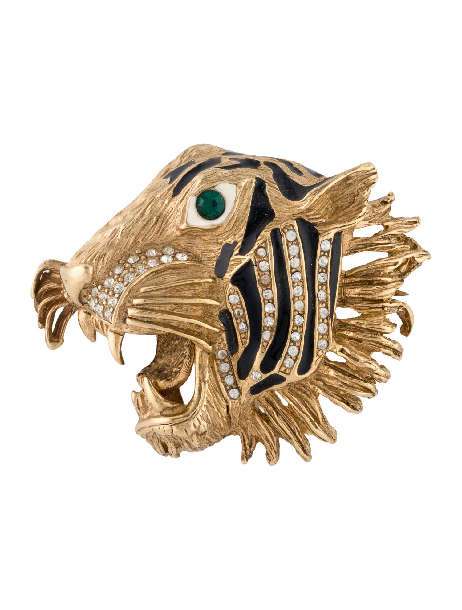 Erwin Pearl Crystal & Enamel Tiger Brooch