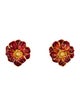 Erwin Pearl Enamel Flower Clip On Earrings