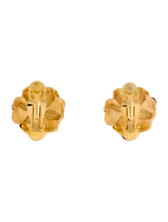 Erwin Pearl Enamel Flower Clip On Earrings