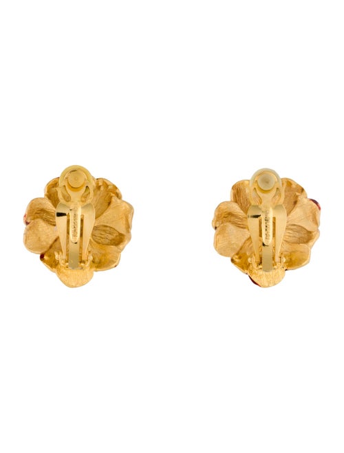 Erwin Pearl Enamel Flower Clip On Earrings