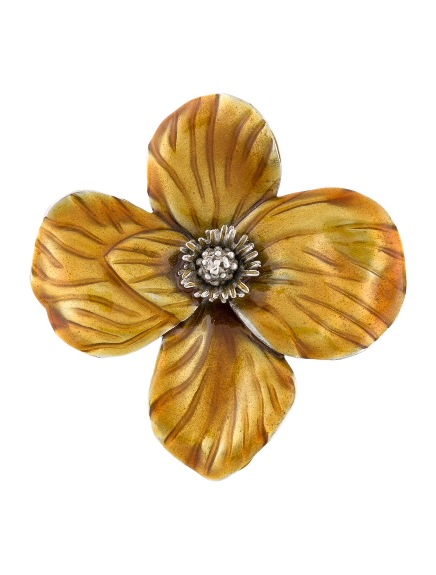 Erwin Pearl Enamel Flower Brooch Pin