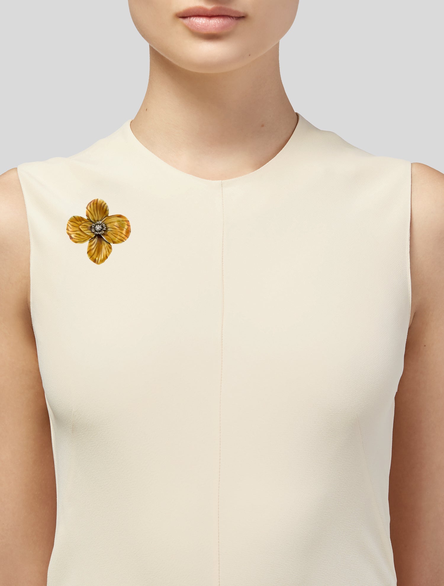 Erwin Pearl Enamel Flower Brooch Pin