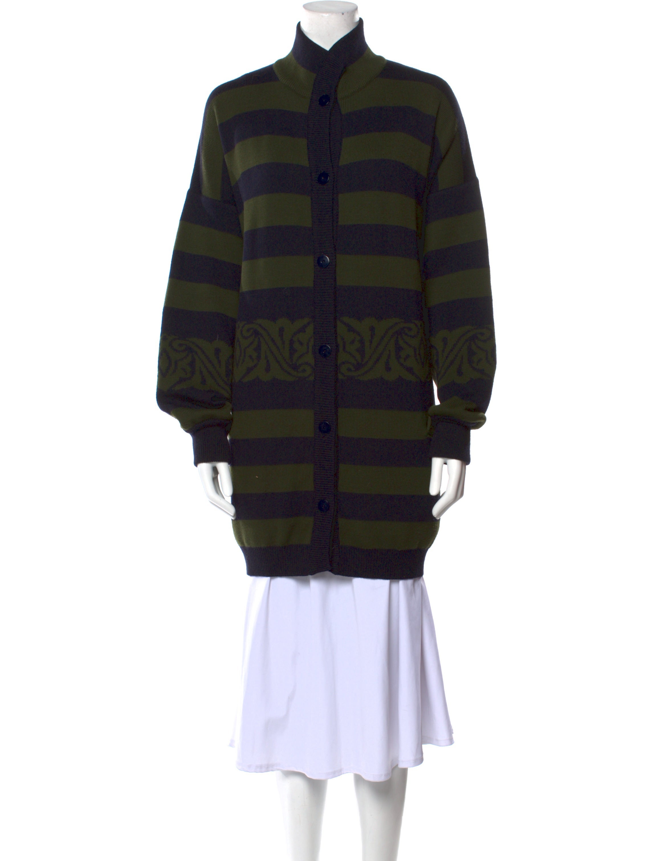 Escada Striped Mock Neck Sweater