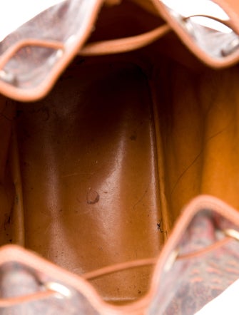 Escada Coated Canvas Leather Trimmed Bucket Bag