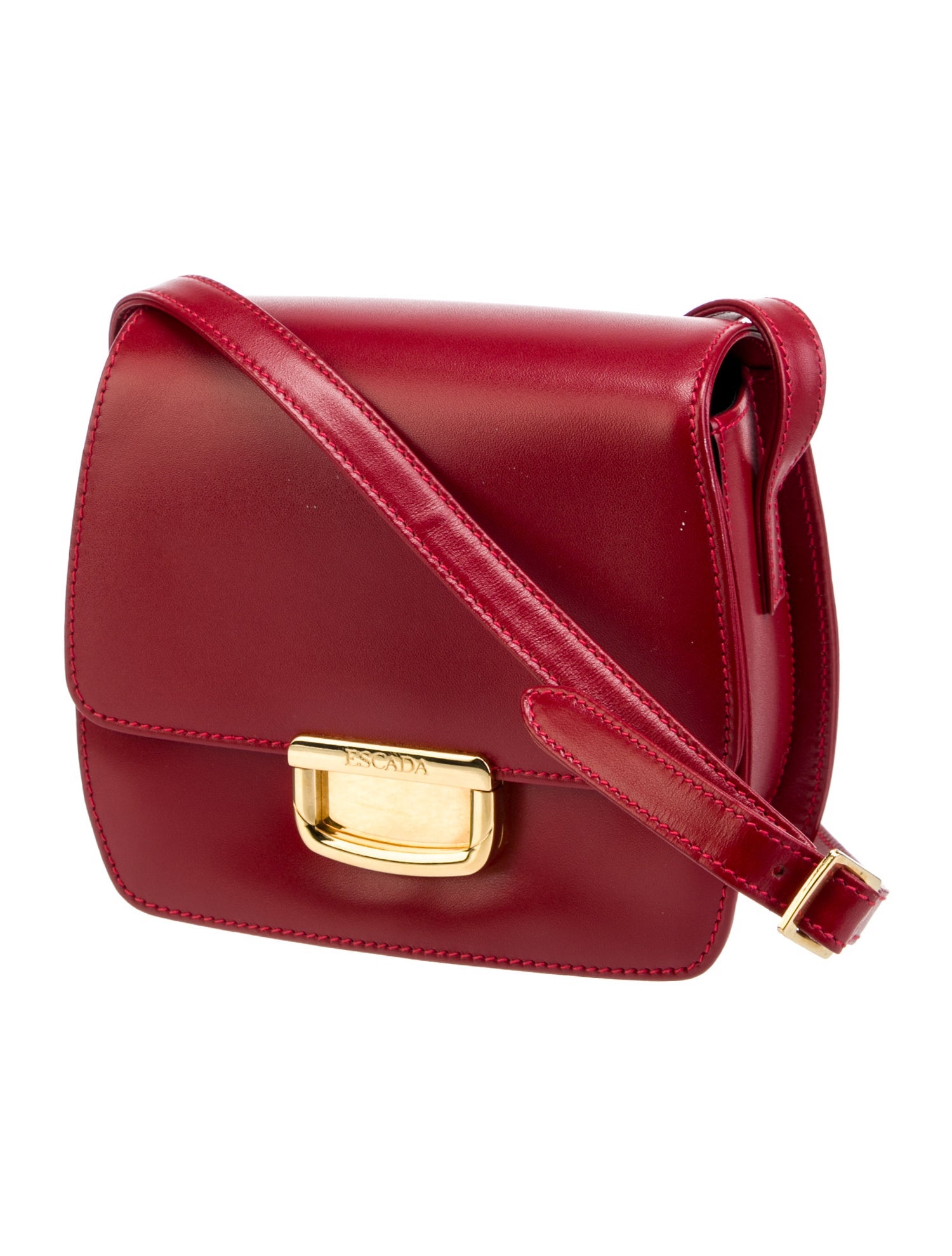 Escada Flap Top Leather Shoulder Bag - Red Shoulder Bags, Handbags ...