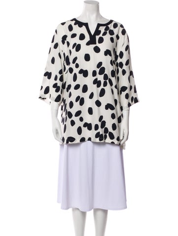 Escada Tops Silk Polka Dot Print Tunic L