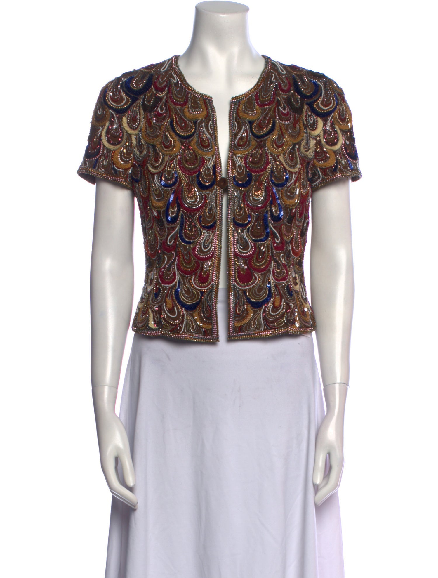 Escada Silk Paisley Print Crop Top