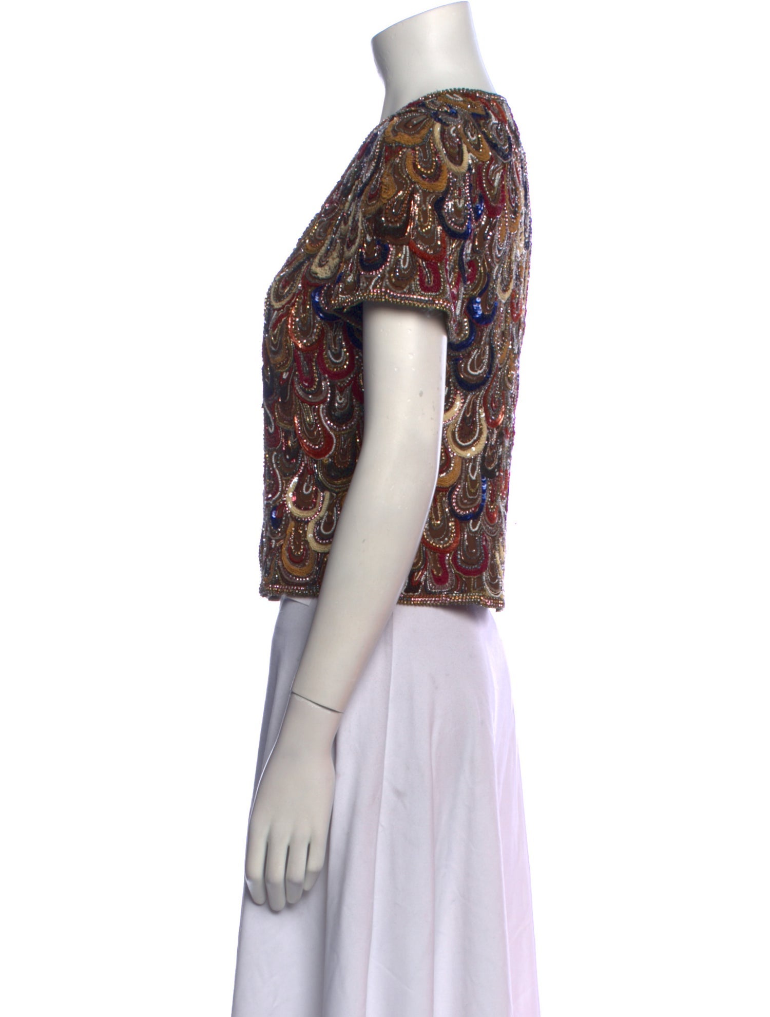 Escada Silk Paisley Print Crop Top