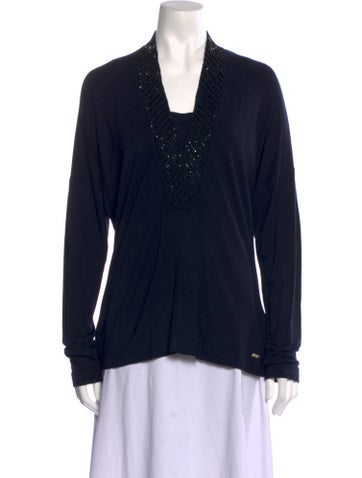 Escada Tops Square Neckline Long Sleeve Top Us14, De44 | XL