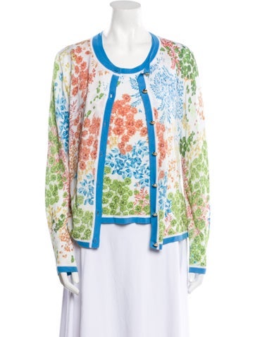 Escada Tops Floral Print Scoop Neck Sweatshirt S