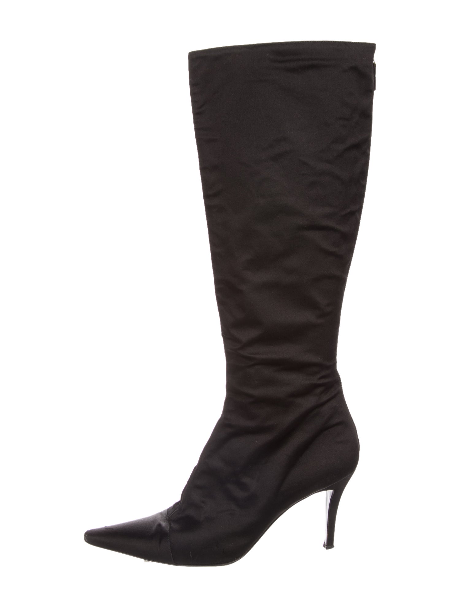 Escada Satin Crystal Embellishments Boots