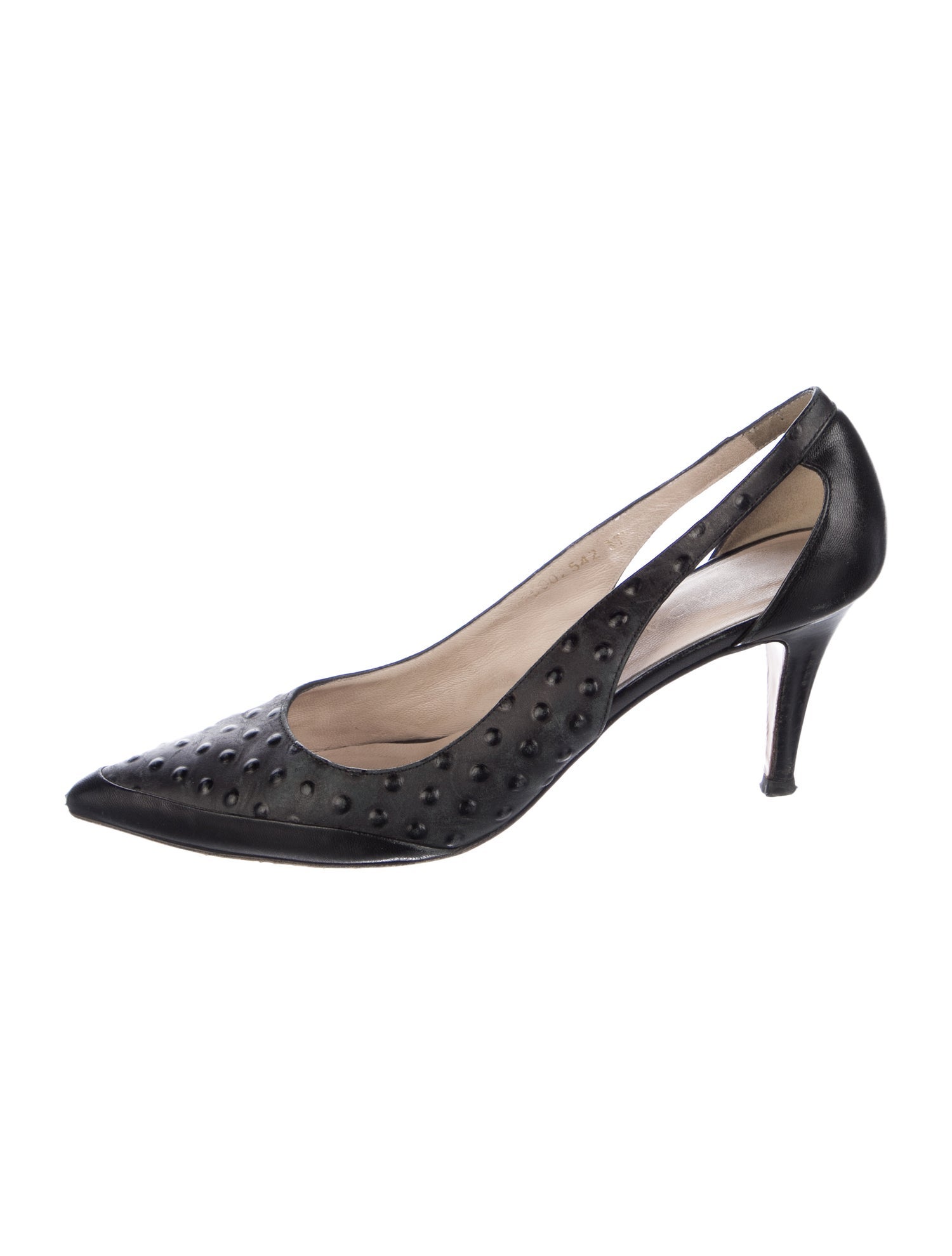 Escada Leather Cutout Accent Slingback Pumps