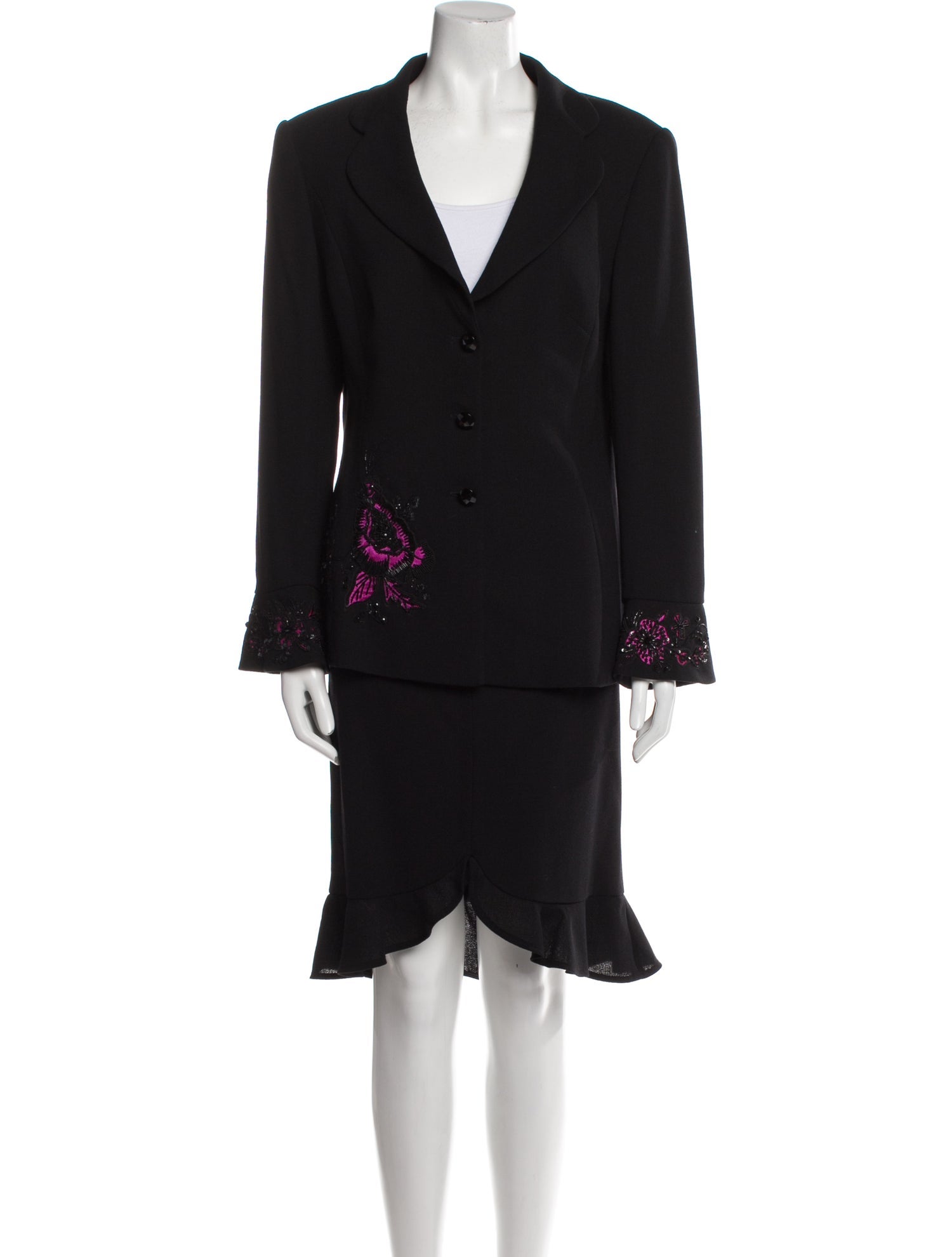 Escada Wool Printed Skirt Suit
