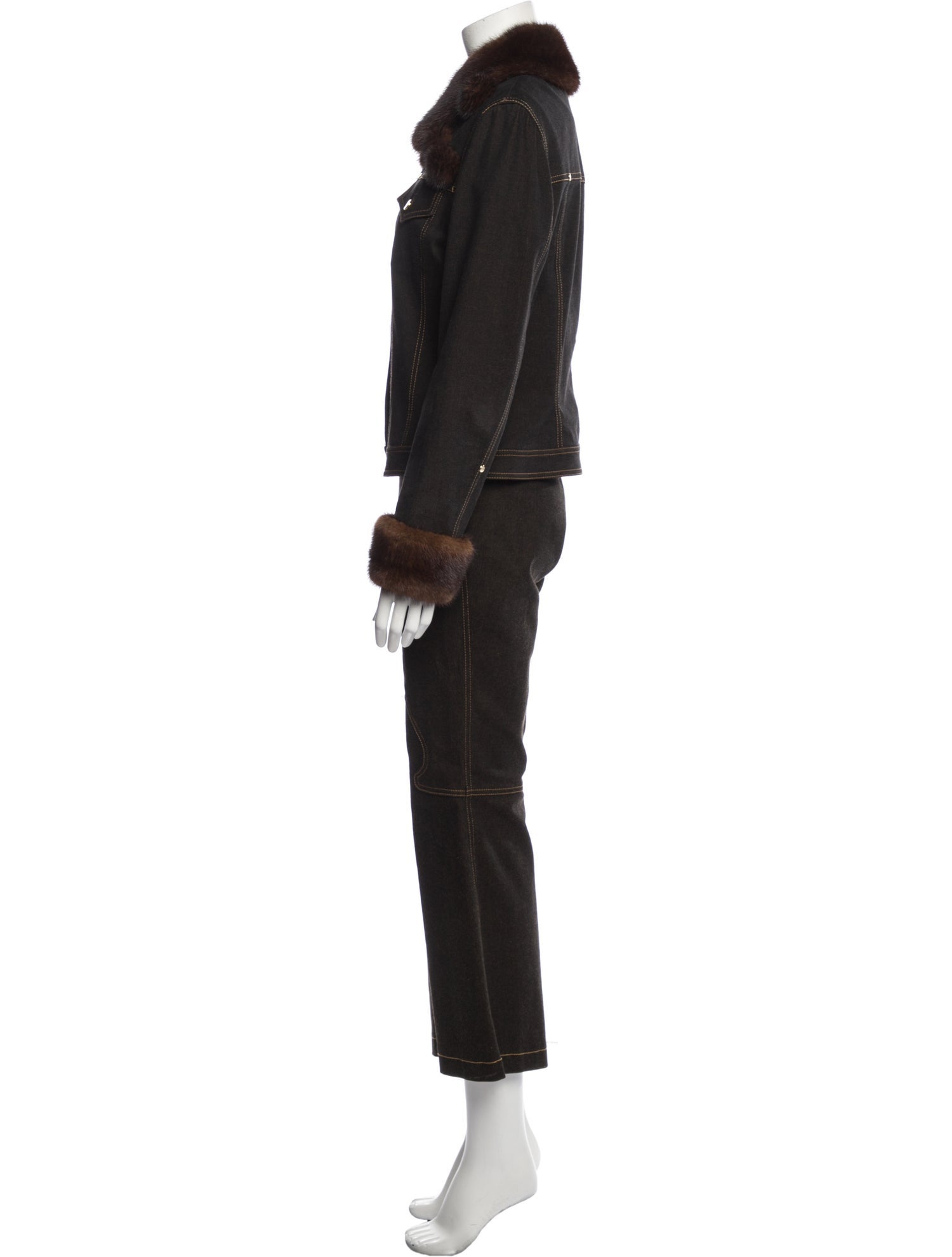 Escada Fur Trim Pantsuit