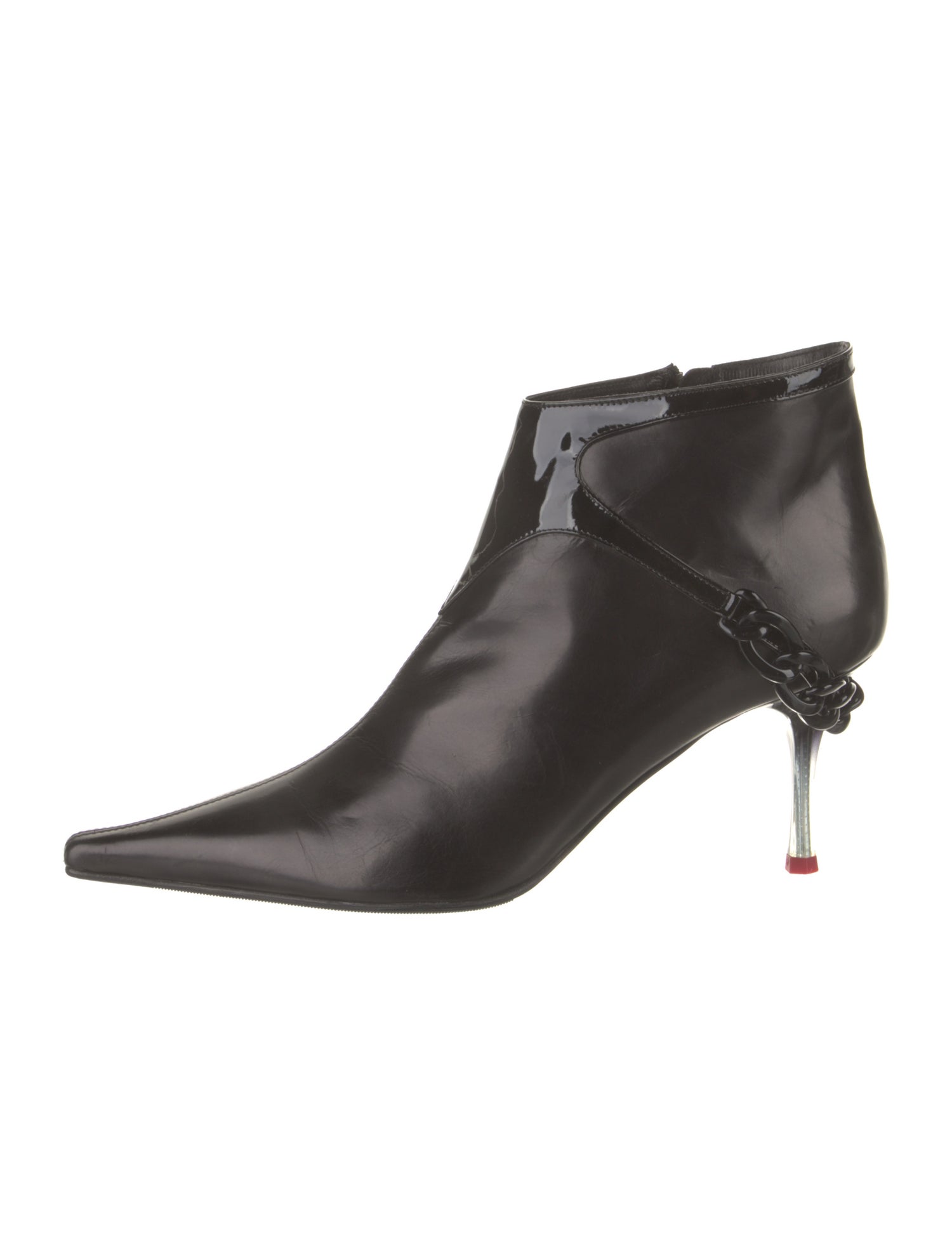 Escada Leather Chain-Link Accents Boots