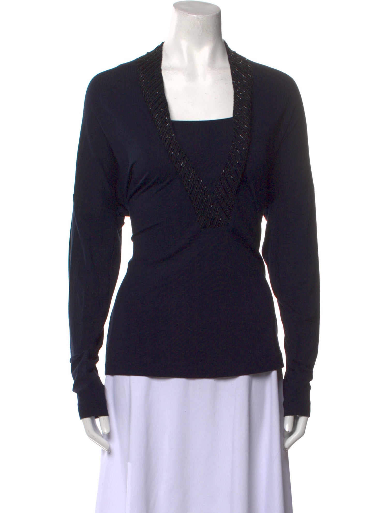 Escada Square Neckline Long Sleeve Top
