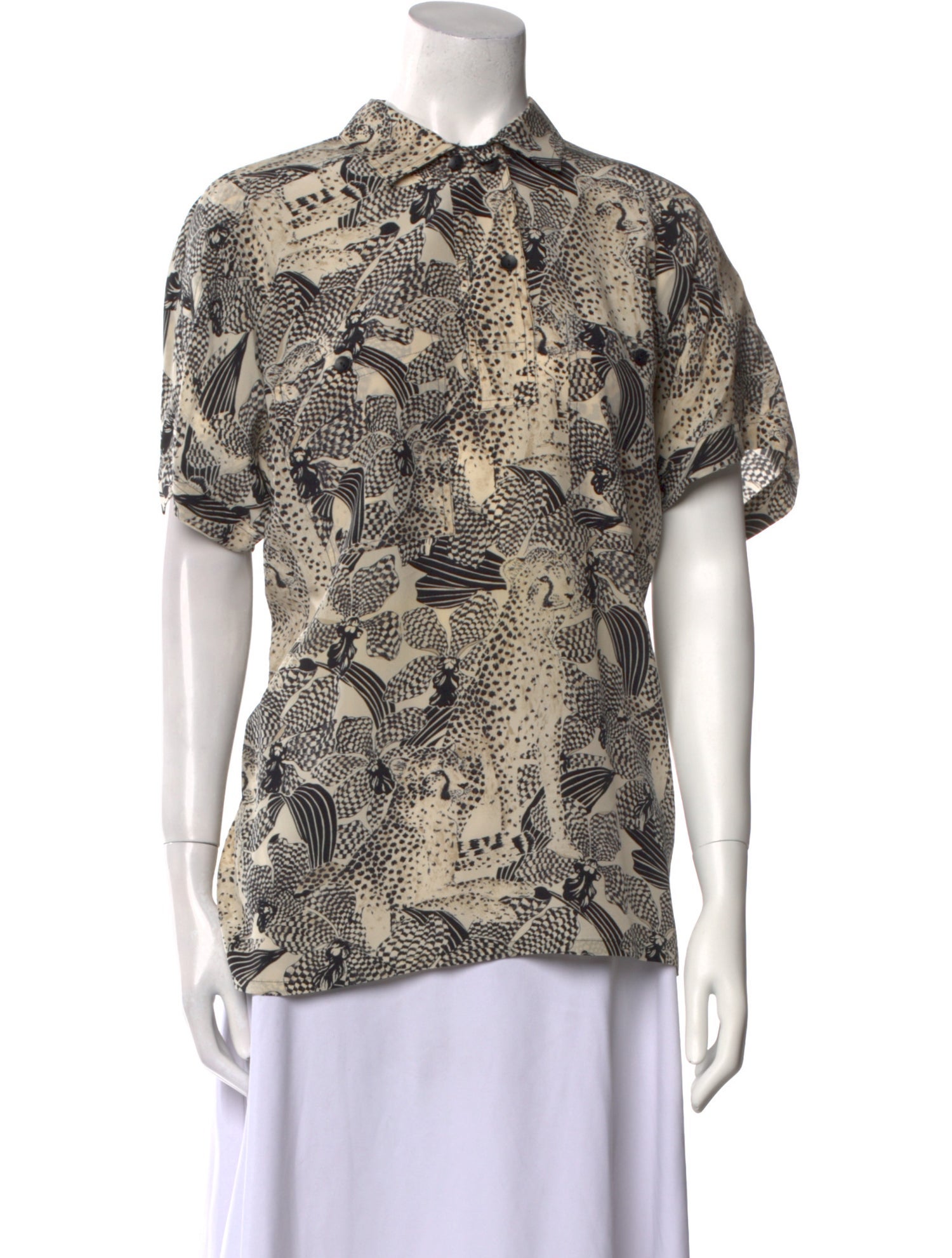 Escada Silk Printed Button-Up Top
