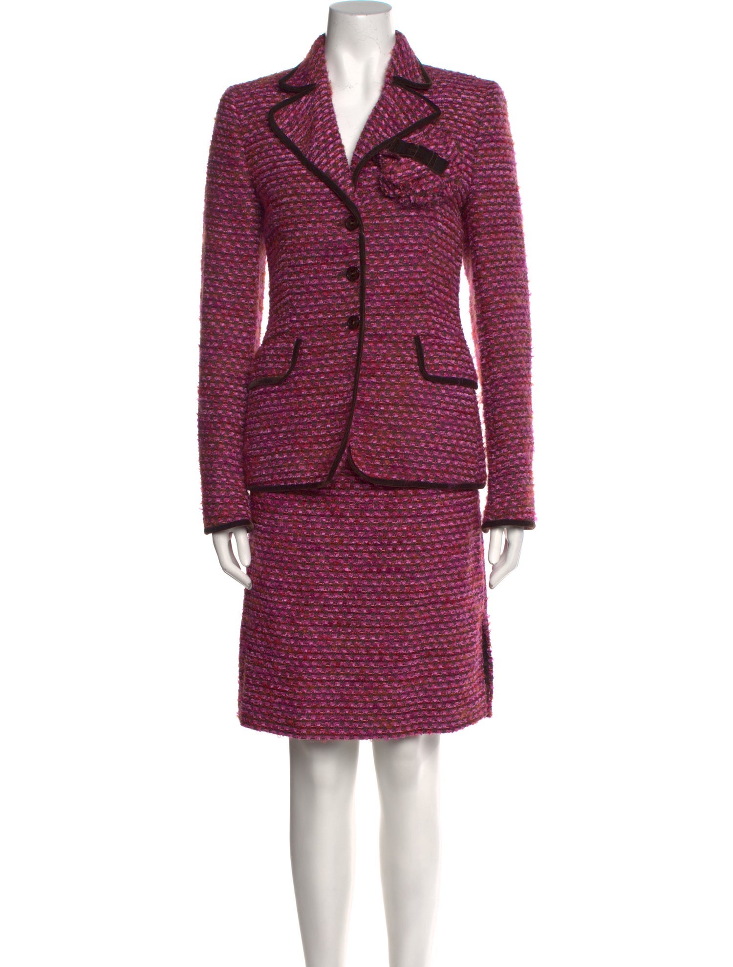 Escada Wool Tweed Pattern Skirt Suit