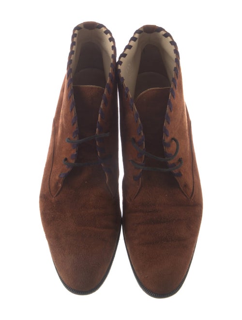 Escada Suede Striped Lace-Up Boots