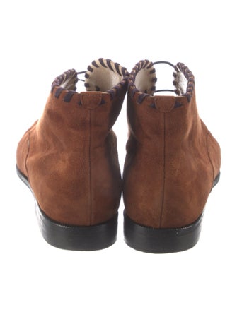 Escada Suede Striped Lace-Up Boots