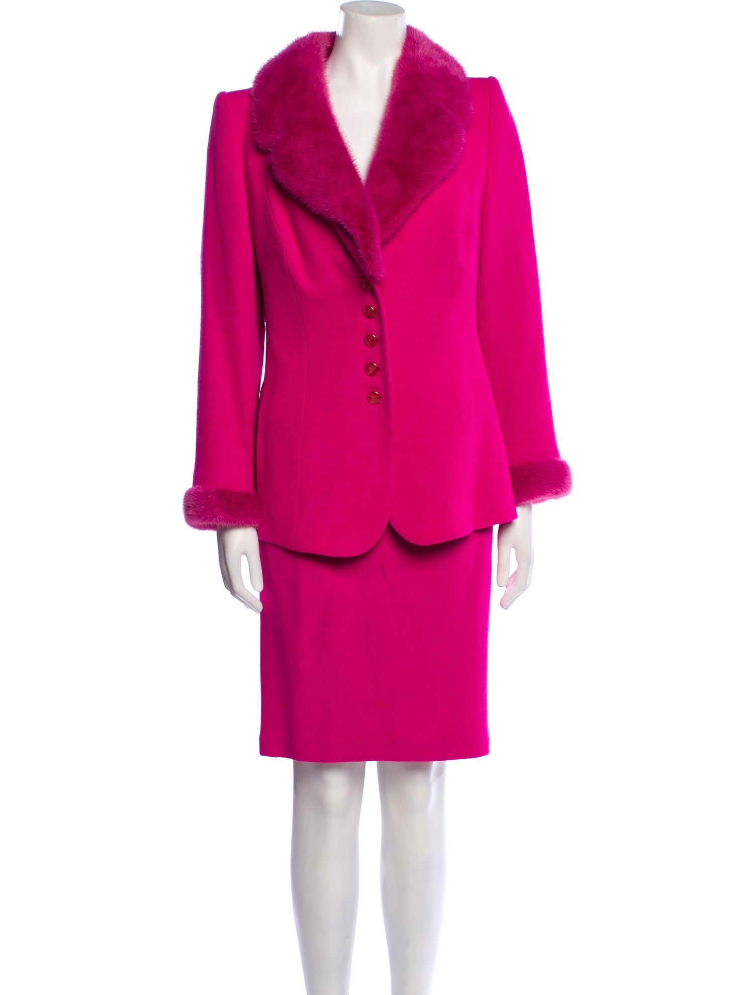 Escada Wool Printed Skirt Suit