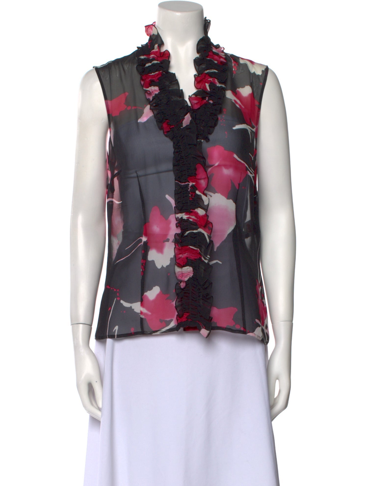 Escada Silk Floral Print Blouse