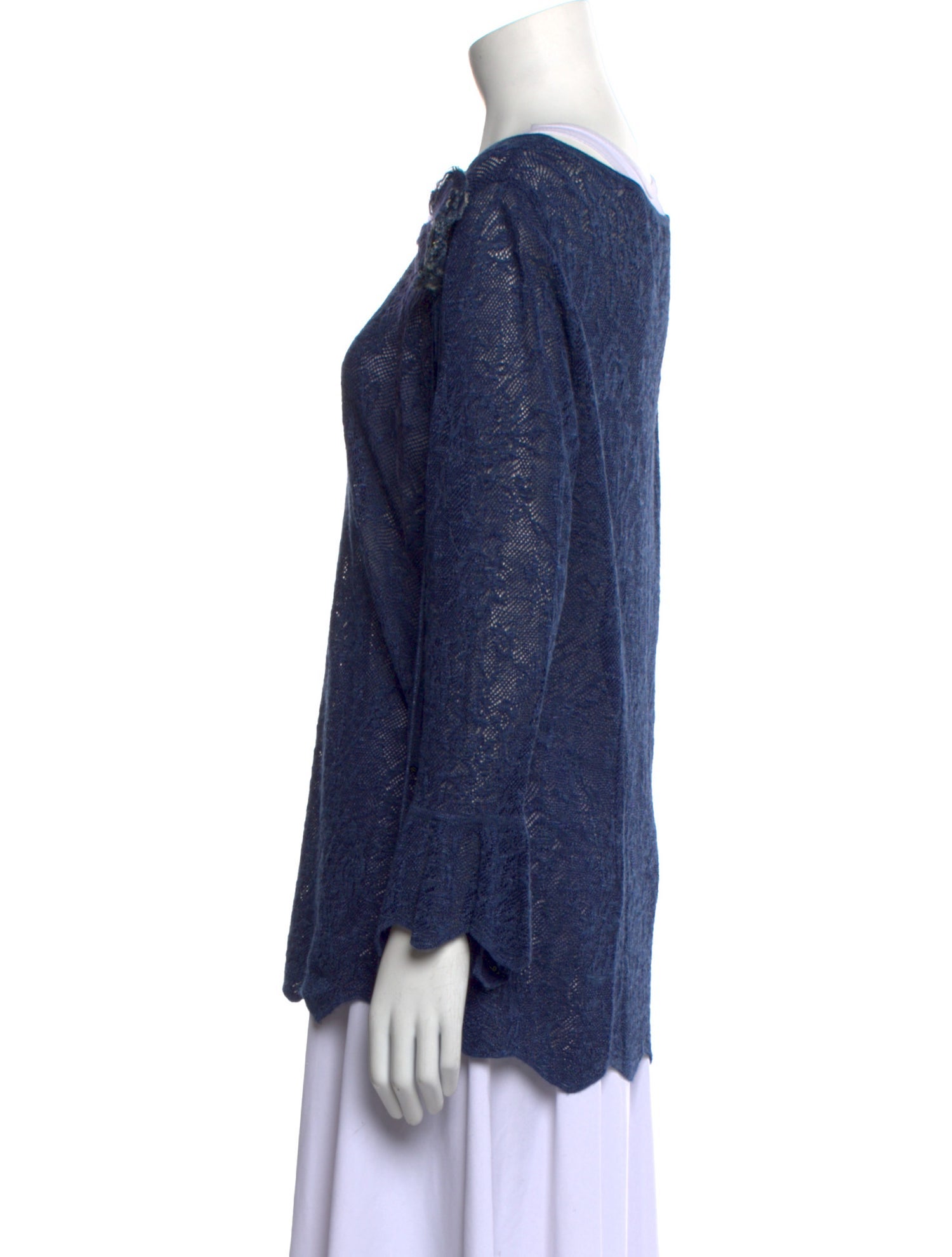 Escada Bateau Neckline Long Sleeve Blouse