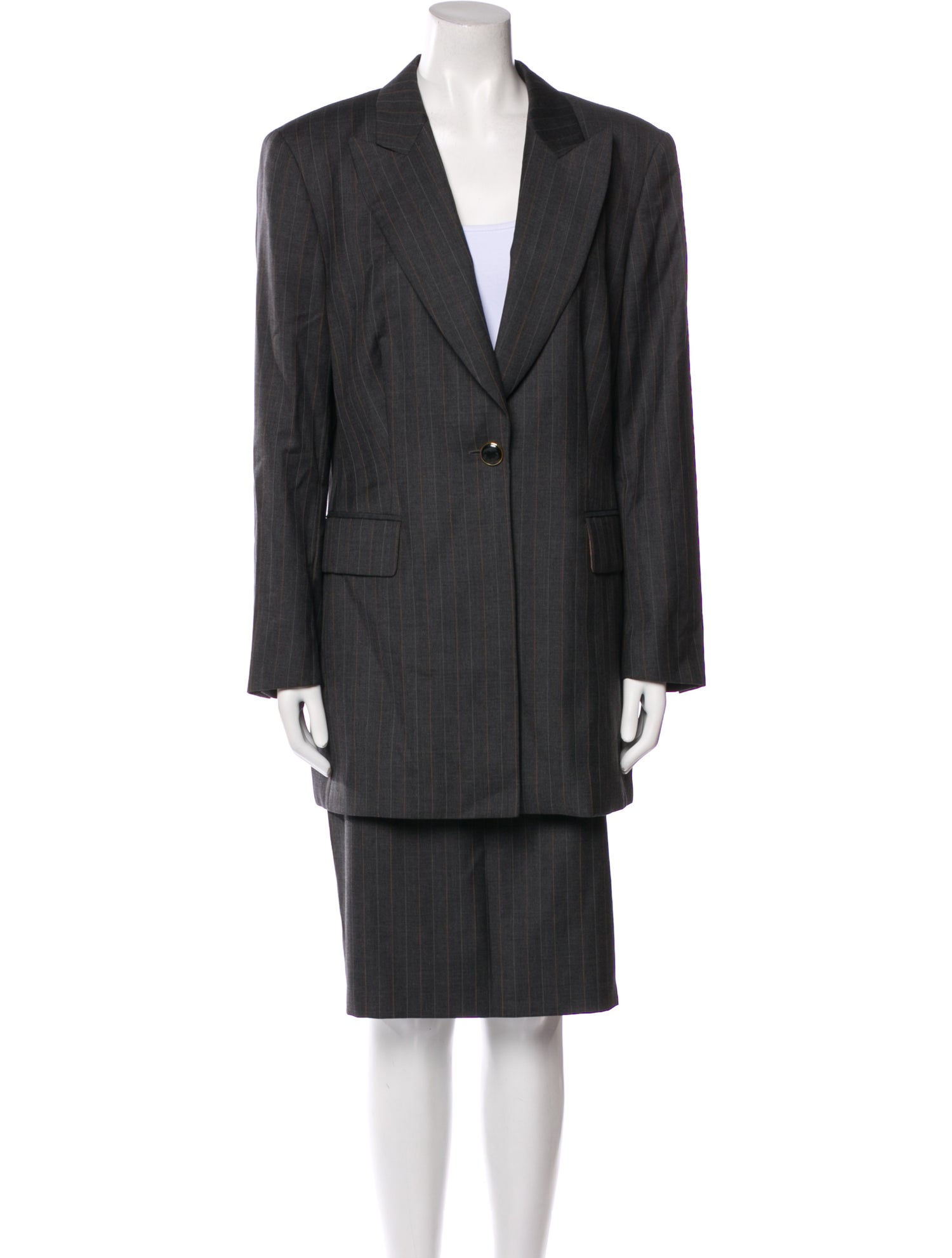 Escada Wool Striped Skirt Suit