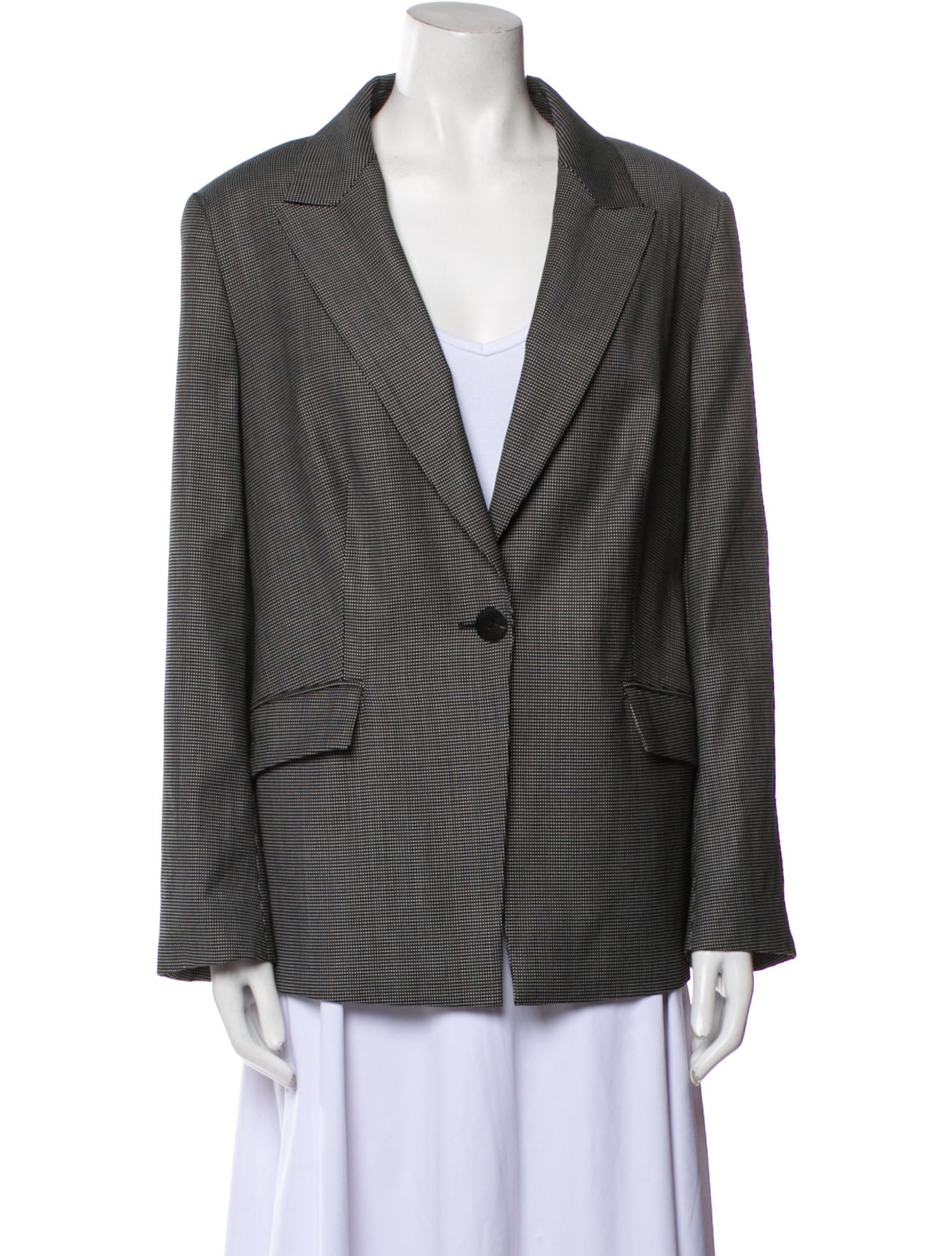 Escada Virgin Wool Houndstooth Print Blazer