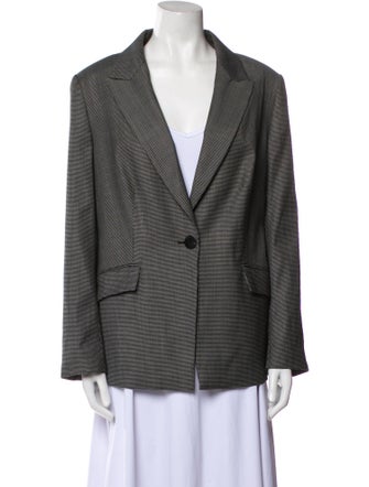 Escada Virgin Wool Houndstooth Print Blazer