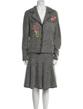 Escada Printed Sequin Embellishments Skirt Set