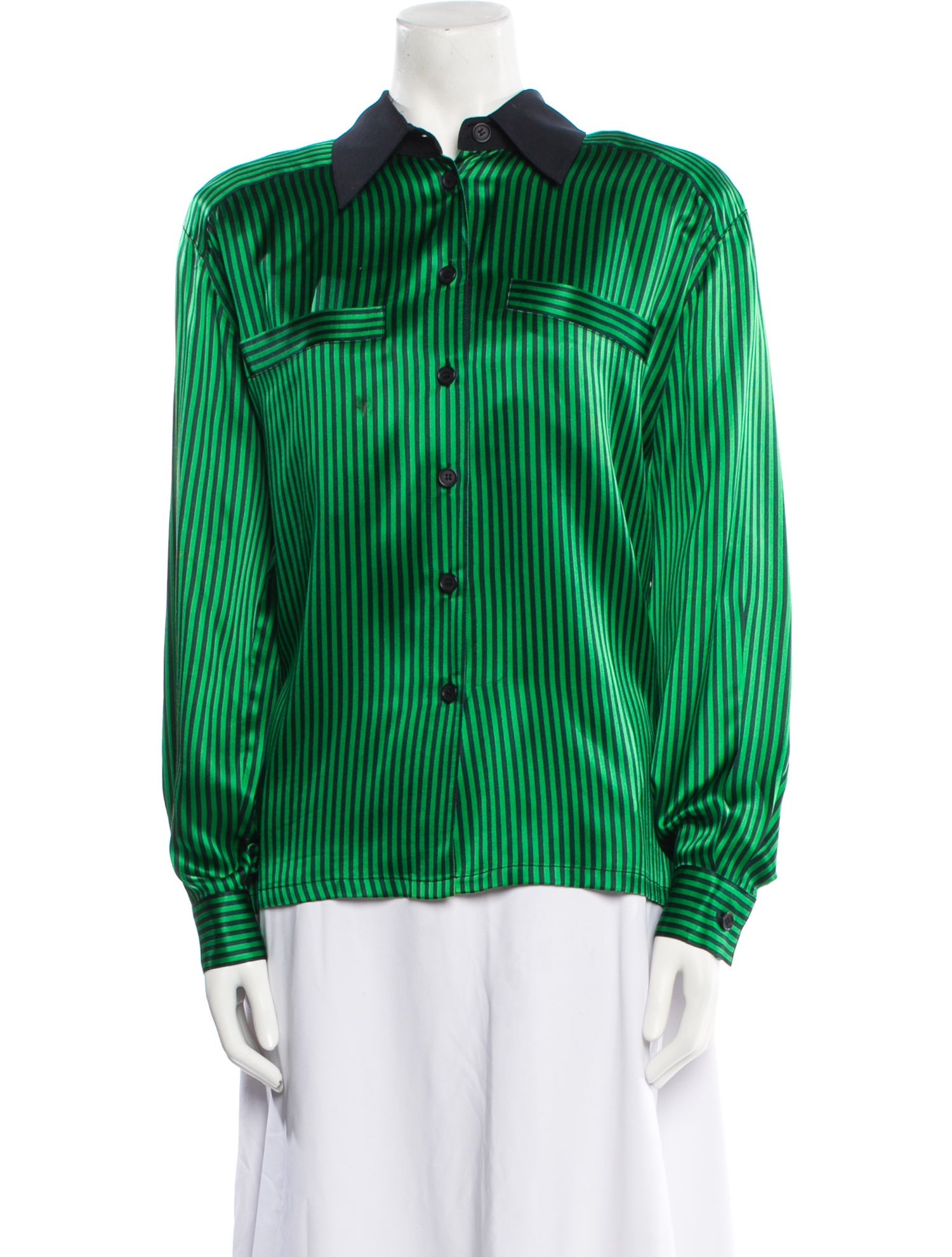 Escada Silk Striped Button-Up Top