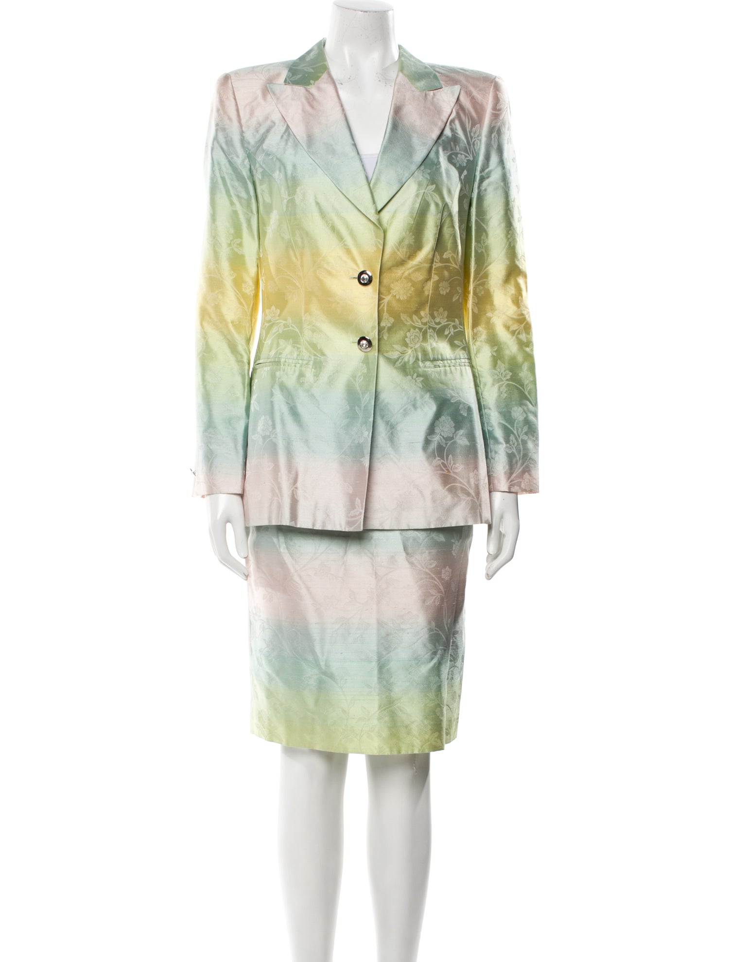 Escada Silk Tie-Dye Print Skirt Suit
