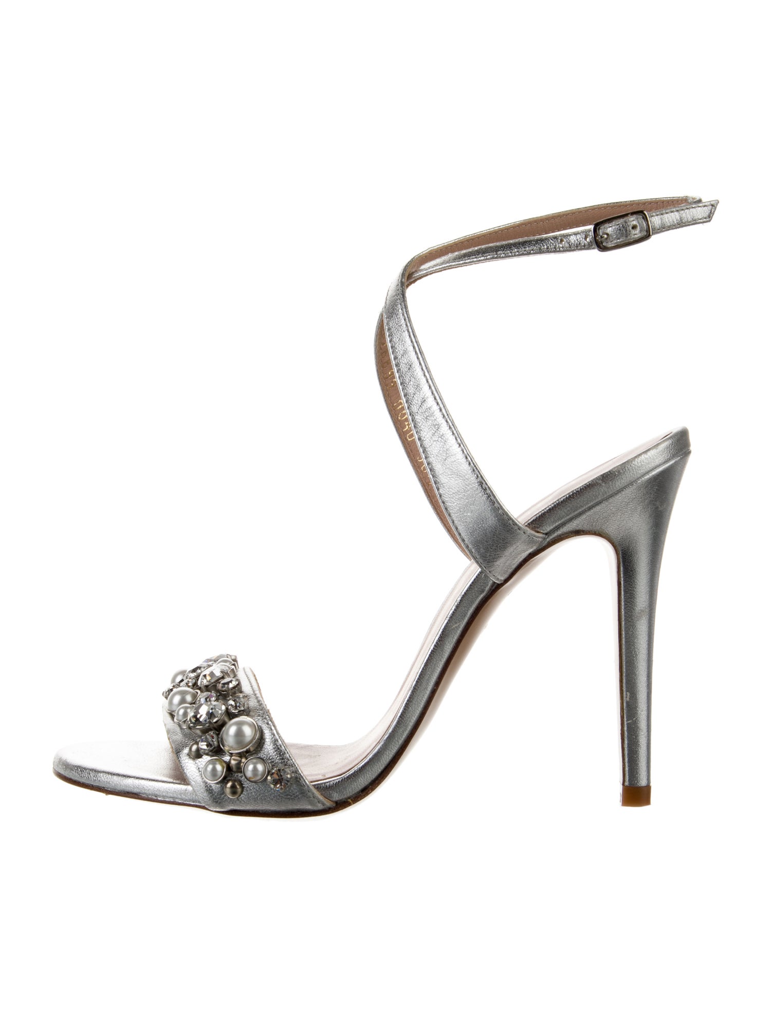 Escada Satin Crystal Embellishments Sandals