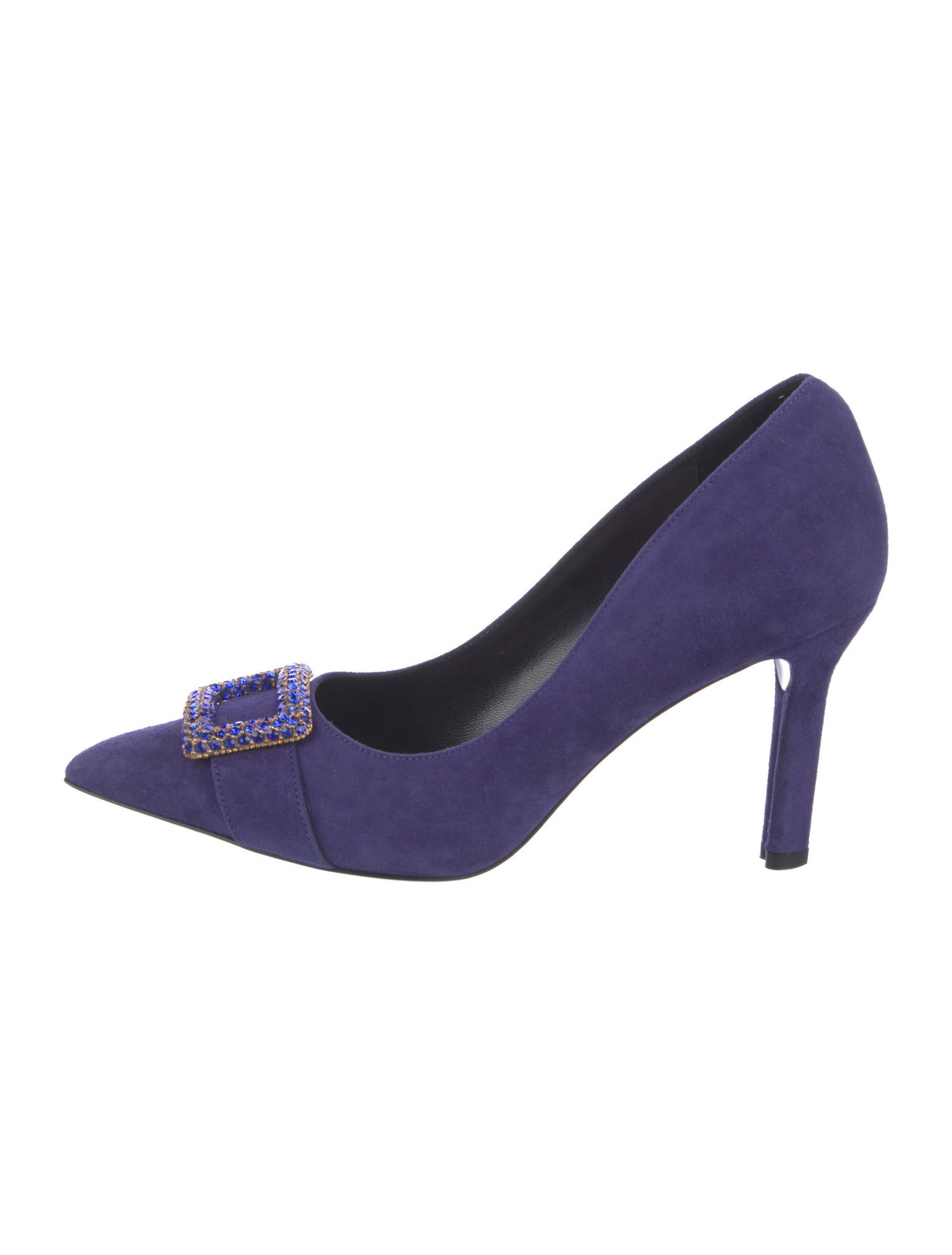 Escada Suede Crystal Embellishments Pumps