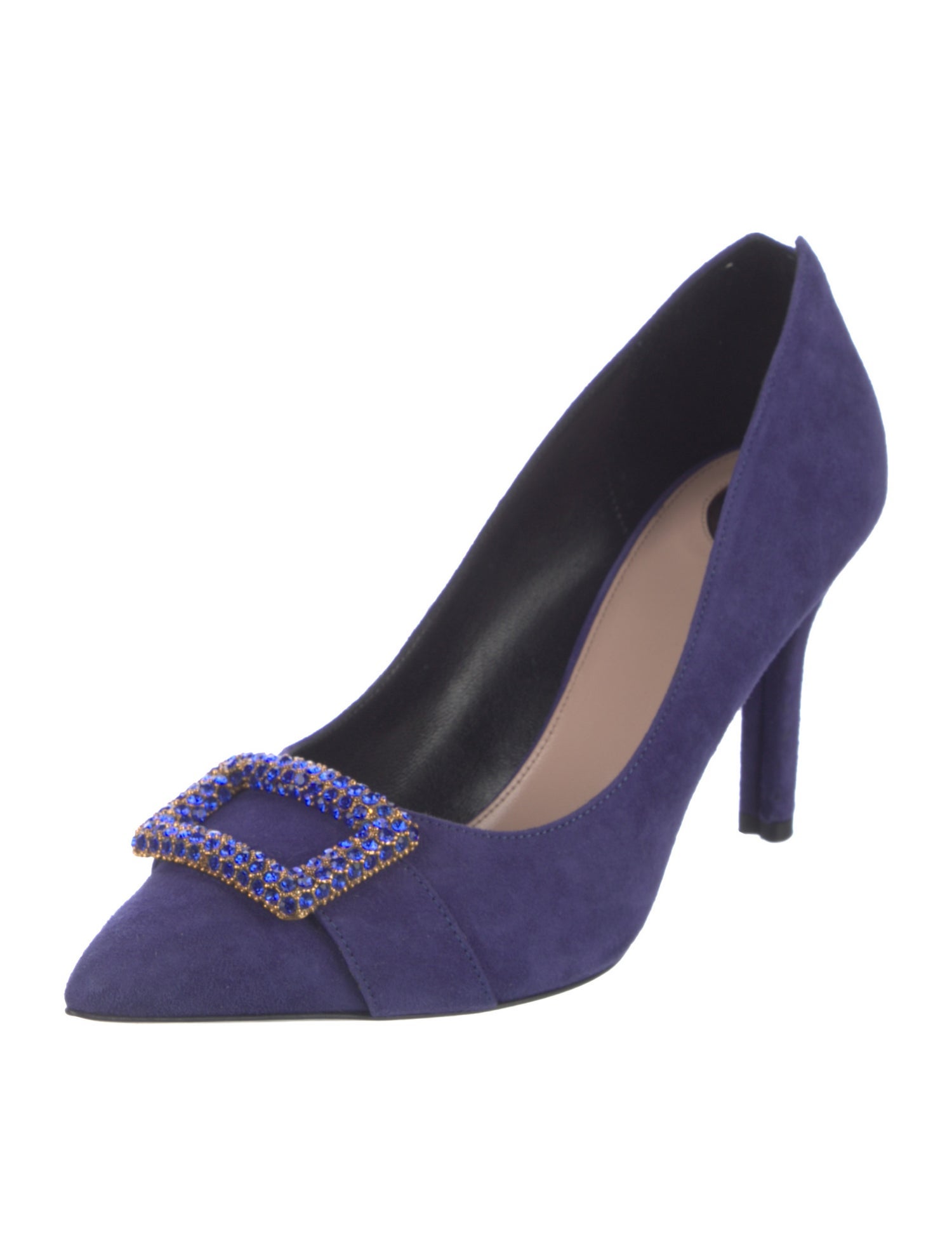 Escada Suede Crystal Embellishments Pumps