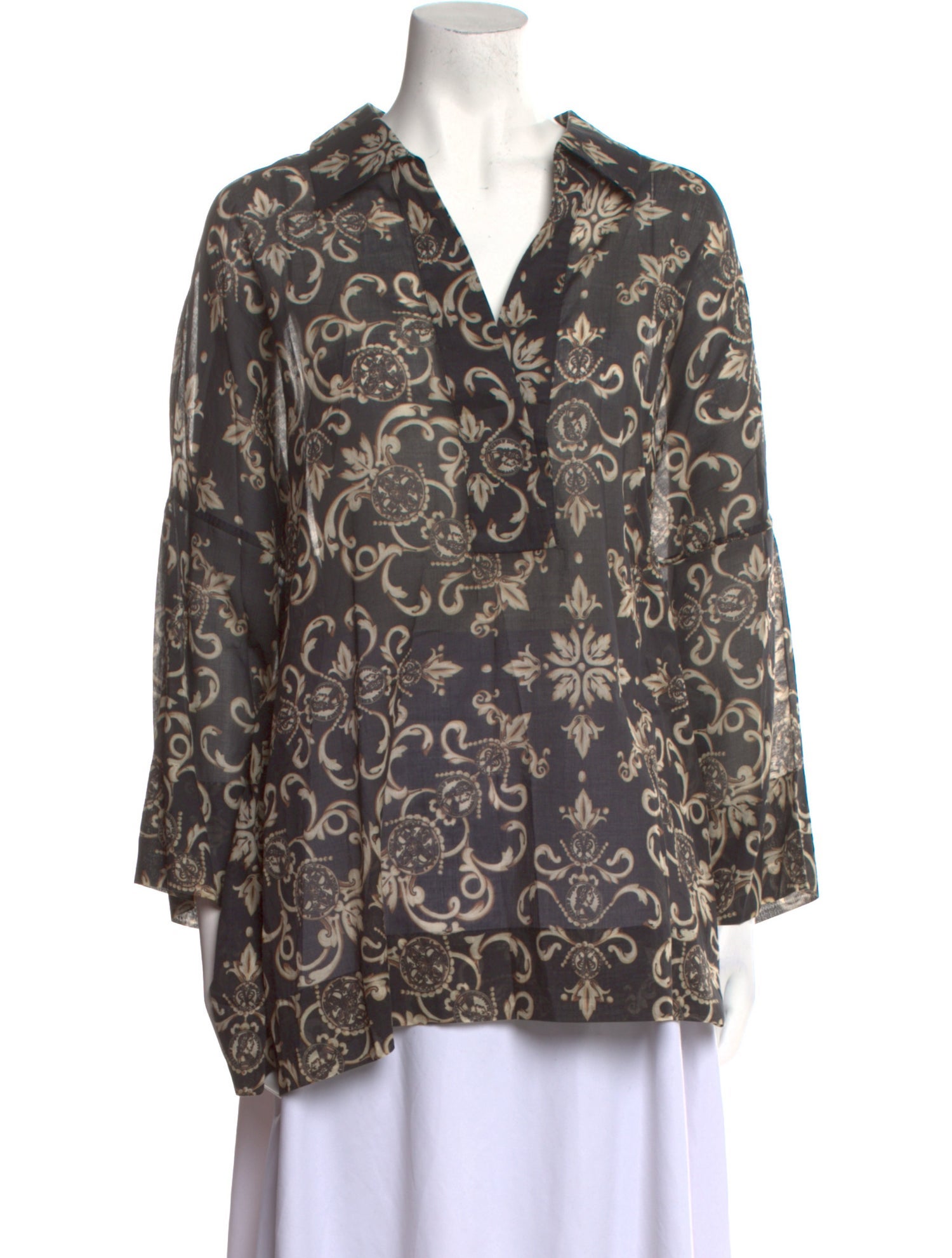 Escada Printed V-Neck Blouse