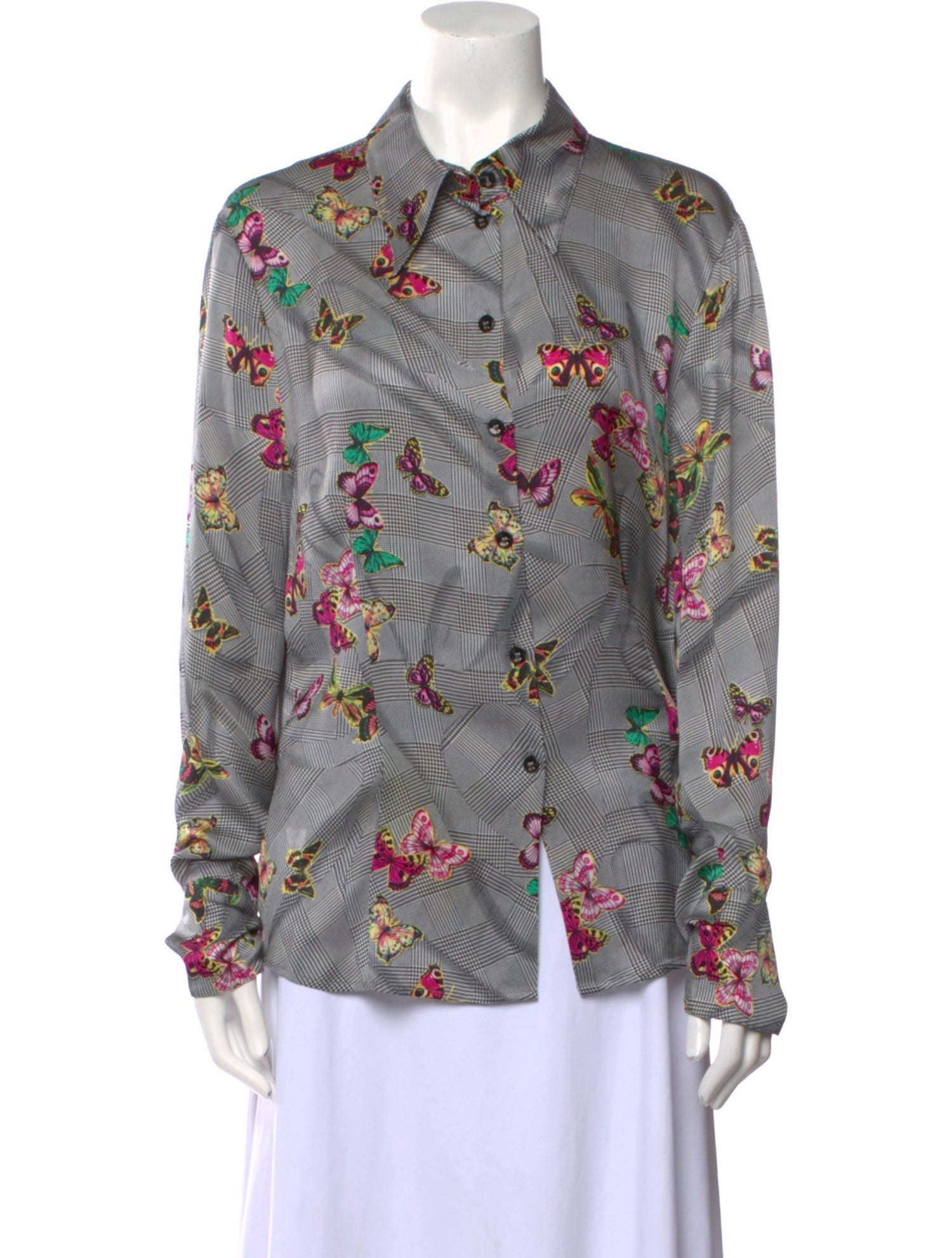 Escada Silk Floral Print Button-Up Top