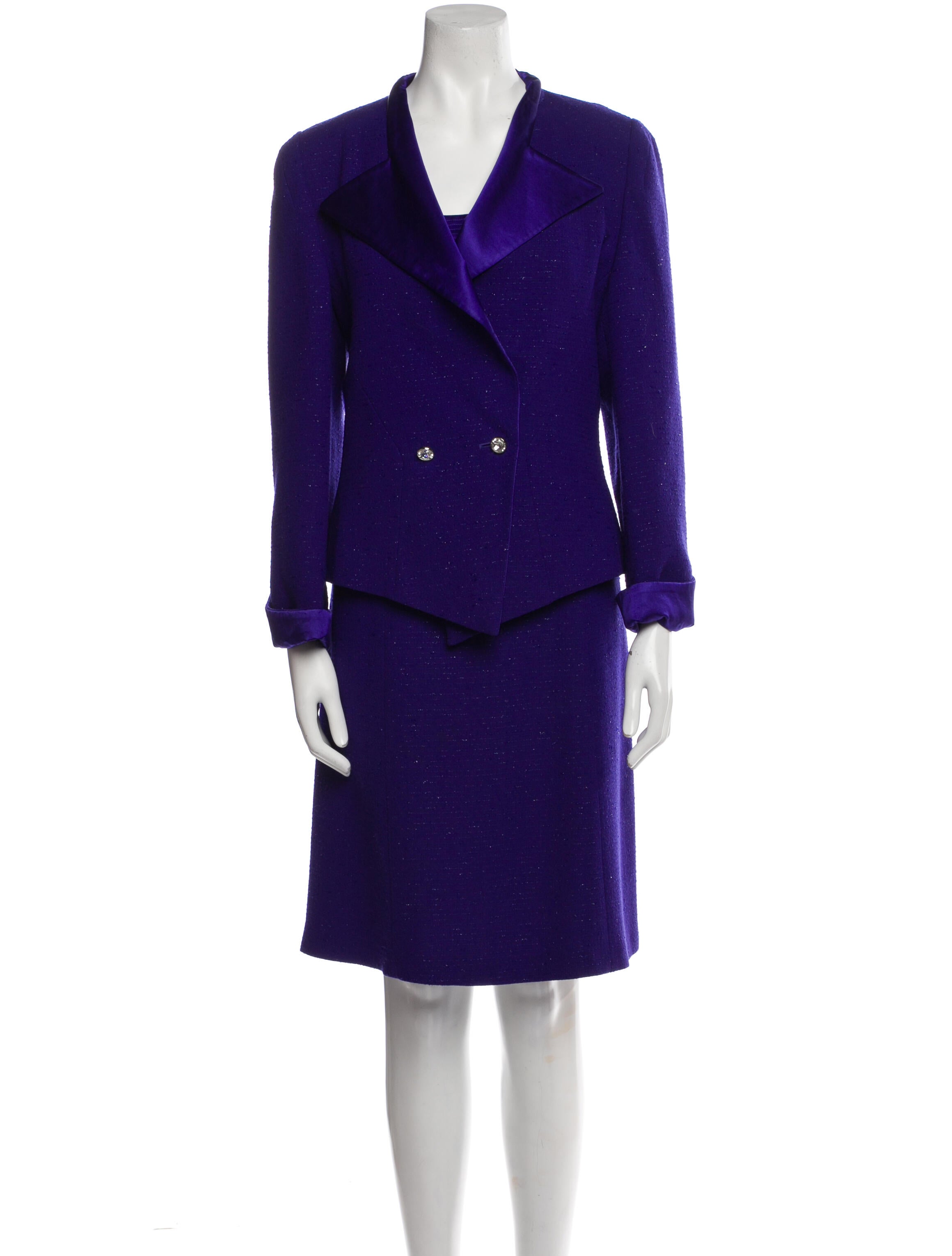 Escada Virgin Wool Glitter Accents Dress Set